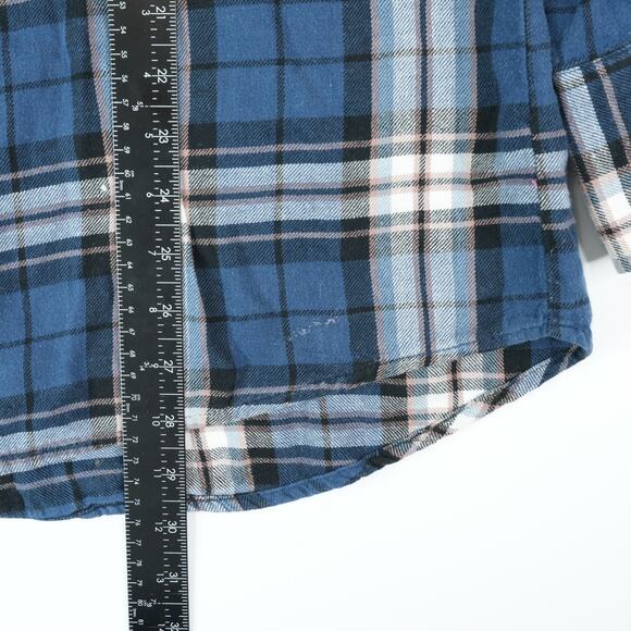 Plains Western Wear Shirt Mens Large Blue Plaid Pearl Snap Long Sleeve Cowboy - Picture 7 of 7